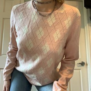 Ann Taylor pink checkered sweater